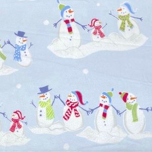 Pottery Barn Kids Christmas Holiday Sheet Set Twin FLANNEL Cotton snowman family